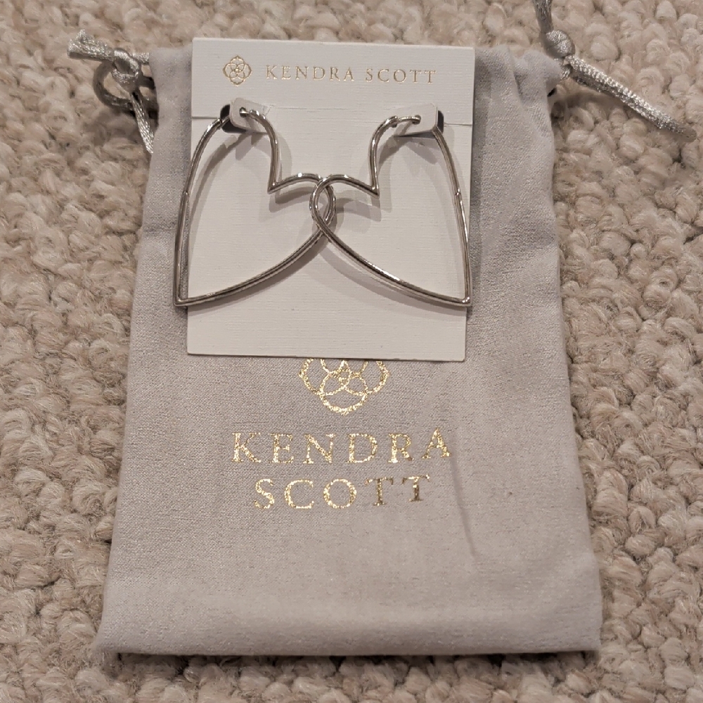 Kendra Scott Silver Heart Outline Hoop Earrings